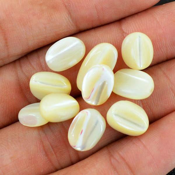 gemsmore:Natural Oval Shape Mother Pearl Untreated Drilled Beads Lot