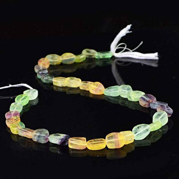 gemsmore:Natural Oval Shape Multicolor Fluorite Beads Strand