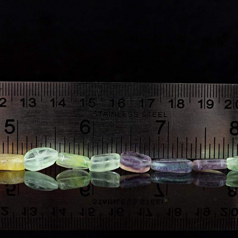 gemsmore:Natural Oval Shape Multicolor Fluorite Beads Strand
