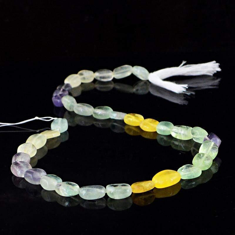 gemsmore:Natural Oval Shape Multicolor Fluorite Beads Strand