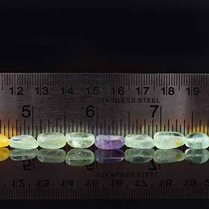 gemsmore:Natural Oval Shape Multicolor Fluorite Beads Strand