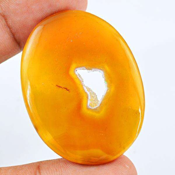 gemsmore:Natural Oval Shape Orange Druzy Onyx Untreated Loose Gemstone