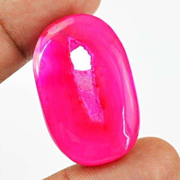 gemsmore:Natural Oval Shape Pink Druzy Onyx Untreated Loose Gemstone