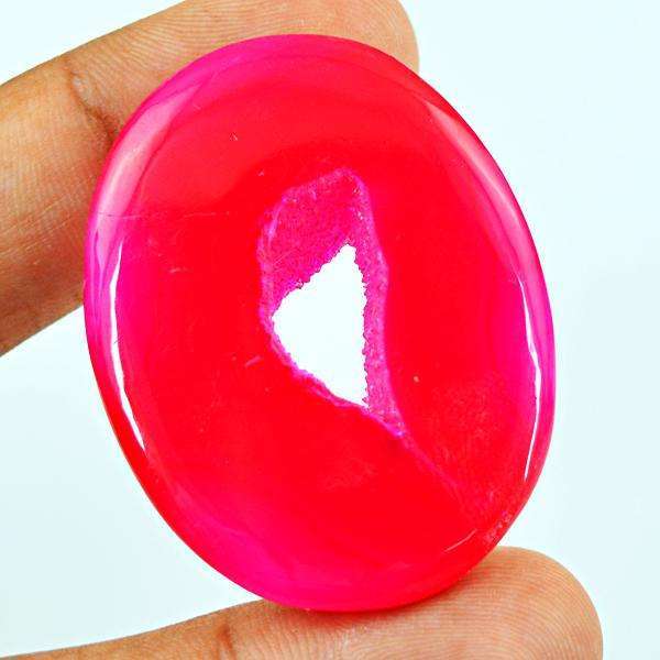 gemsmore:Natural Oval Shape Pink Druzy Onyx Untreated Loose Gemstone