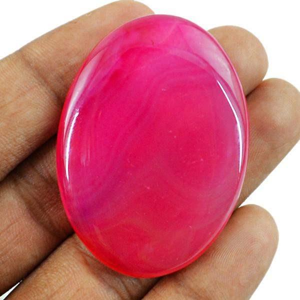 gemsmore:Natural Oval Shape Pink Onyx Healing Palm Gemstone