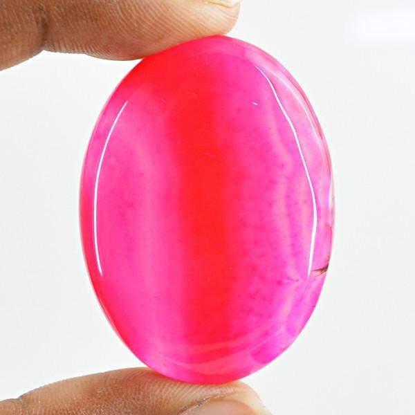 gemsmore:Natural Oval Shape Pink Onyx Healing Palm Untreated Gemstone