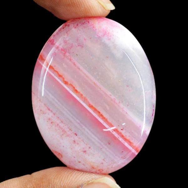 gemsmore:Natural Oval Shape Pink Onyx Worry Stone Loose Cabochon