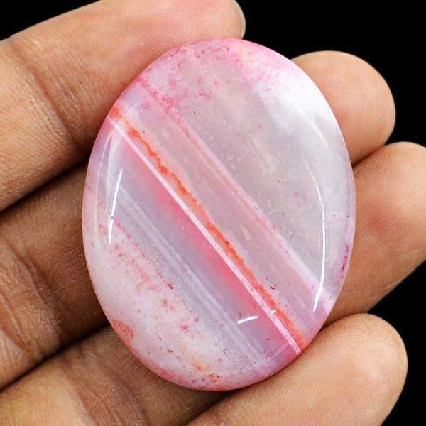 gemsmore:Natural Oval Shape Pink Onyx Worry Stone Loose Cabochon