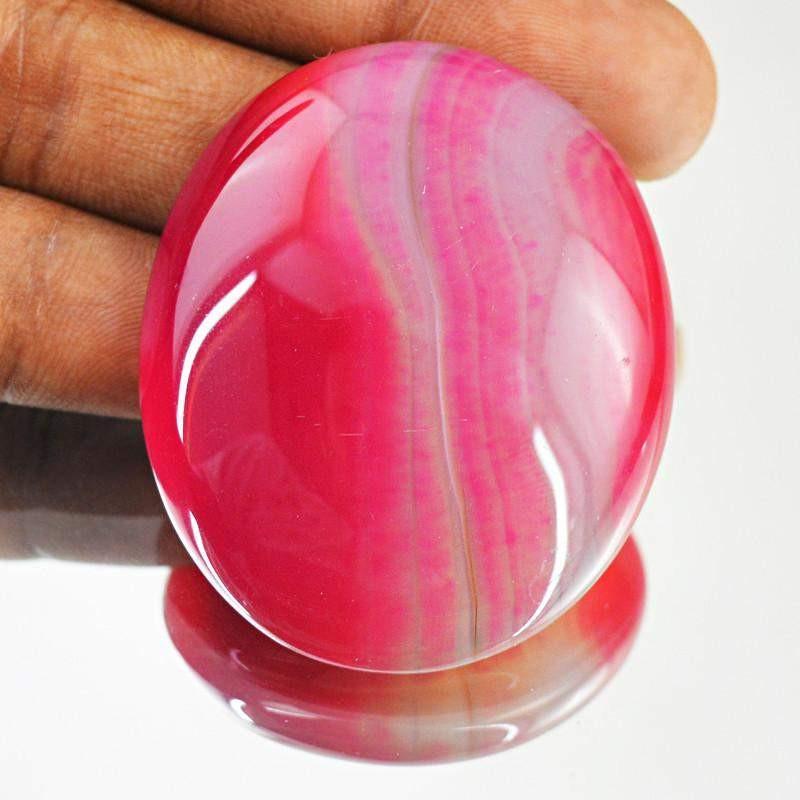 gemsmore:Natural Oval Shape Pink Striped Onyx Gemstone