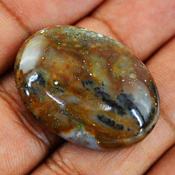 gemsmore:Natural Oval Shape Untreated Dendrite Opal Loose Gemstone
