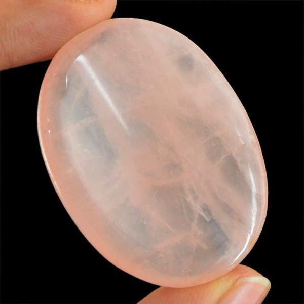 gemsmore:Natural Oval Shape Worry Stone Pink Rose Quartz Gemstone