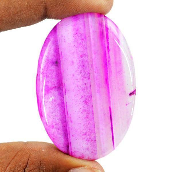 gemsmore:Natural Oval Shape Worry Stone Pink Striped Onyx Gemstone