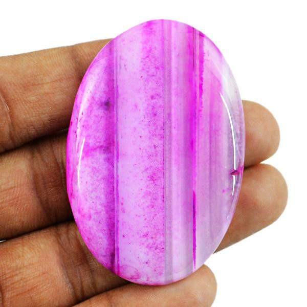 gemsmore:Natural Oval Shape Worry Stone Pink Striped Onyx Gemstone