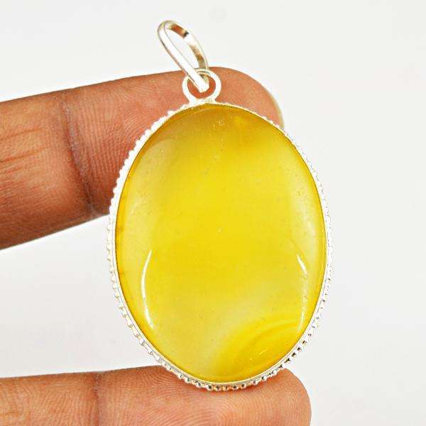 gemsmore:Natural Oval Shape Yellow Aventurine Crystal Healing Pendant