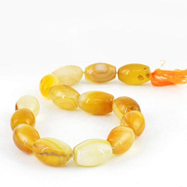 gemsmore:Natural Oval Shape Yellow Onyx Beads Strand