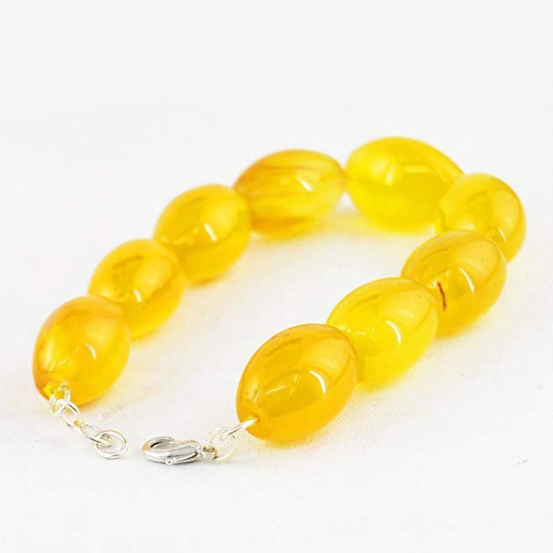 gemsmore:Natural Oval Shape Yellow Onyx Bracelet Unheated Beads