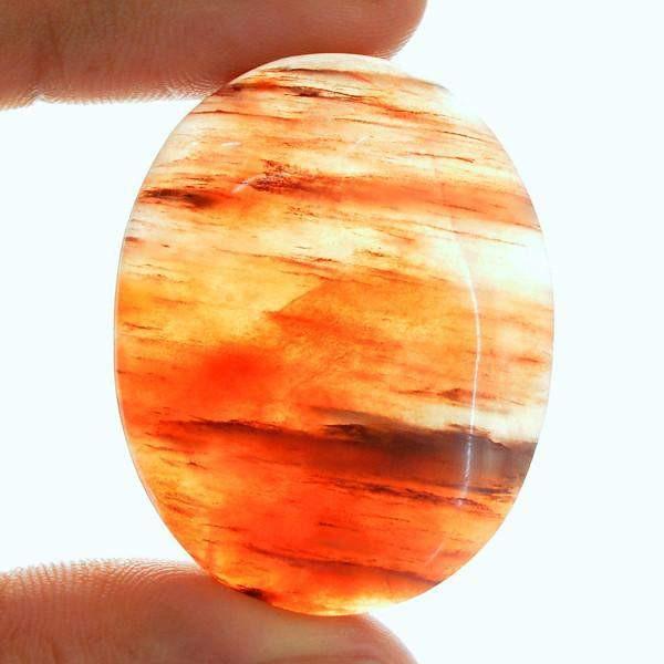 gemsmore:Natural Palm Orange Onyx Oval Shape Gemstone