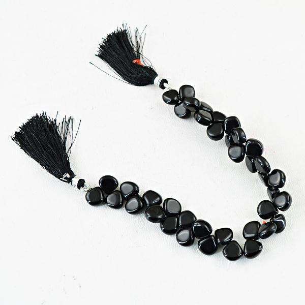 gemsmore:Natural Pear Shape Black Spinel Drilled Beads Strand