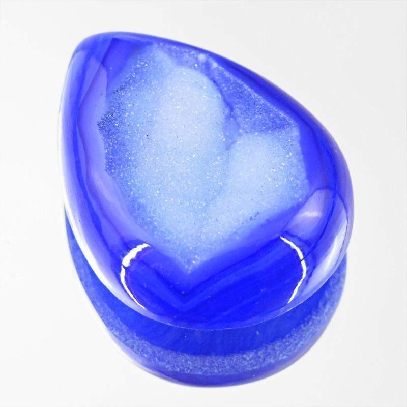 gemsmore:Natural Pear Shape Blue Druzy Onyx Unheated Loose Gemstone