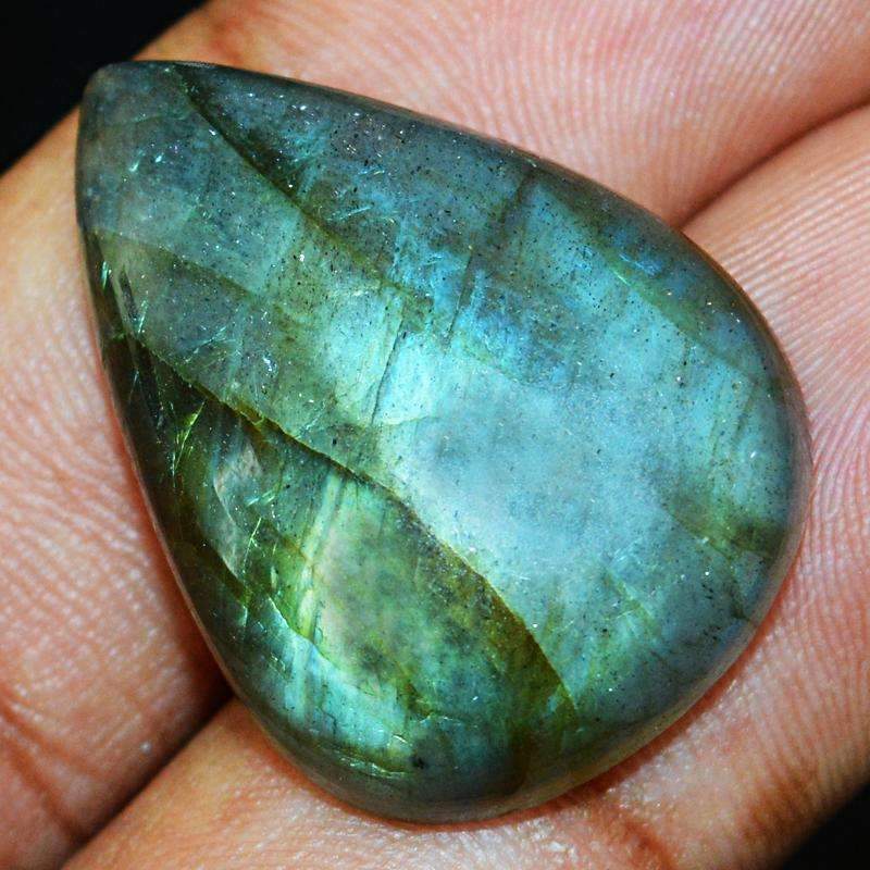 gemsmore:Natural Pear Shape Blue Flash Labradorite Gemstone - Loose Untreated