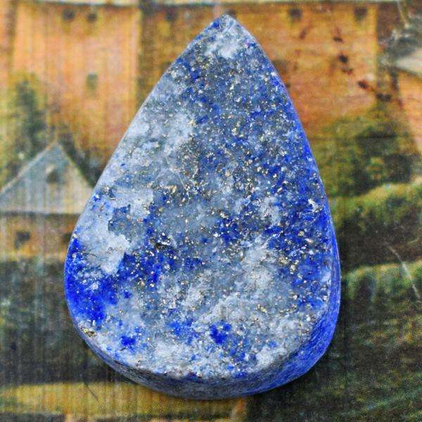 gemsmore:Natural Pear Shape Blue Lapis Lazuli Druzy Untreated Loose Gemstone