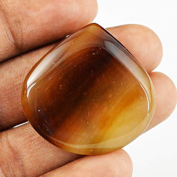 gemsmore:Natural Pear Shape Brown Onyx Worry Stone Cabochon