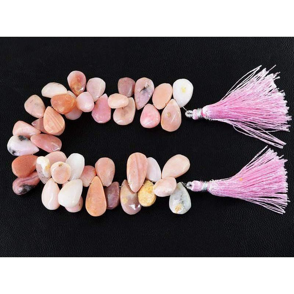 gemsmore:Natural Pear Shape Drilled Pink Australian Opal Beads Strand