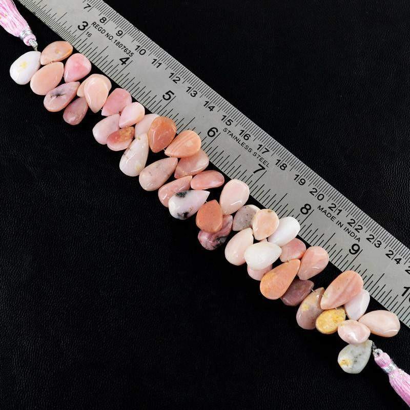 gemsmore:Natural Pear Shape Drilled Pink Australian Opal Beads Strand