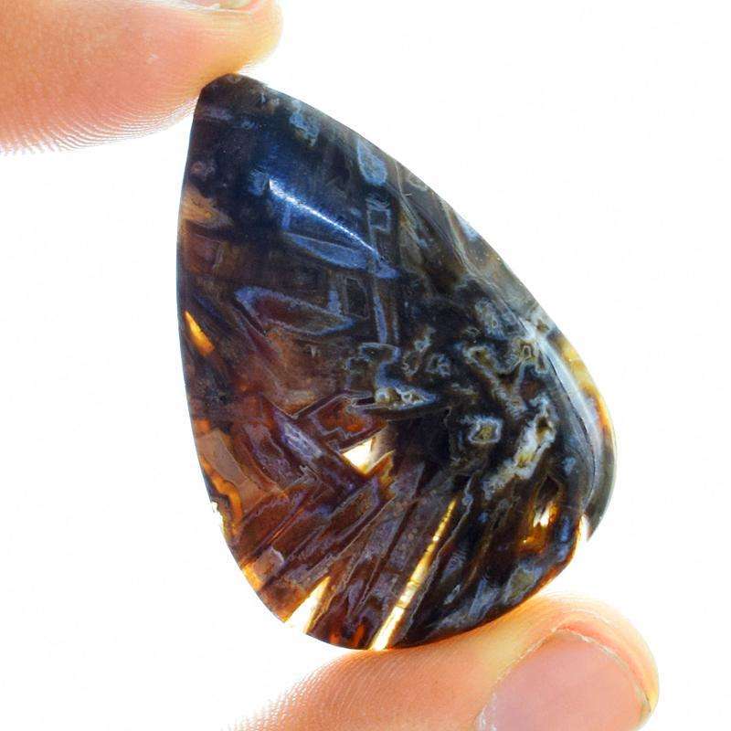 gemsmore:Natural Pear Shape Flower Agate Untreated Loose Gemstone