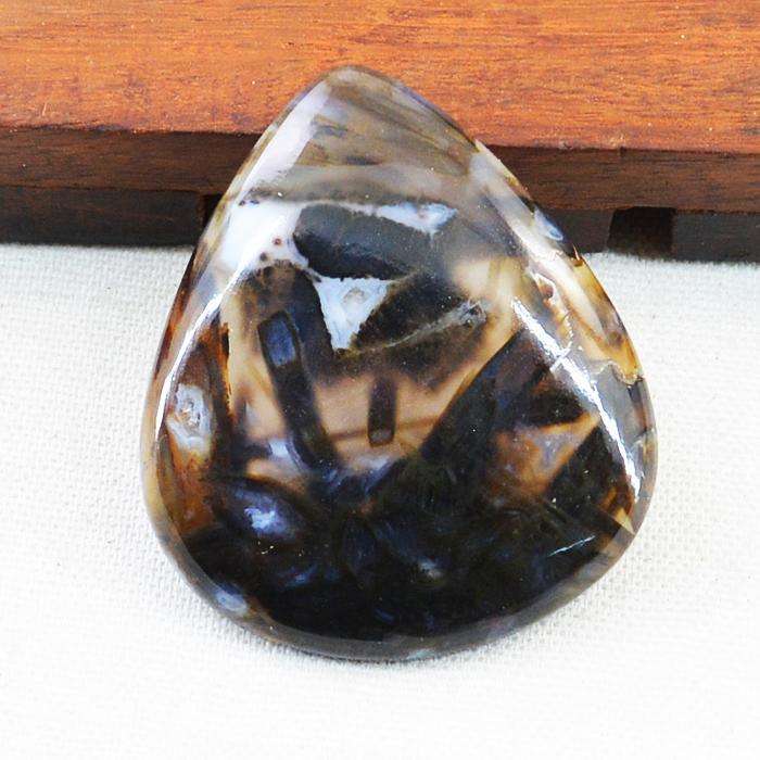 gemsmore:Natural Pear Shape Flower Agate Untreated Loose Gemstone