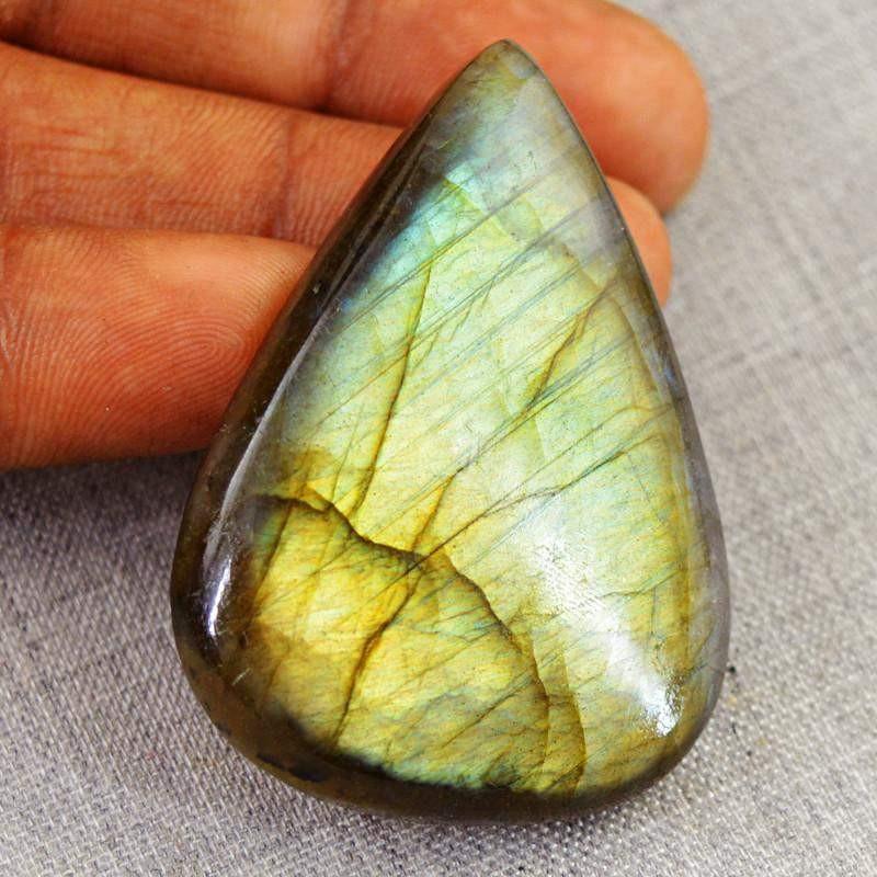 gemsmore:Natural Pear Shape Golden Flash Labradorite Gemstone