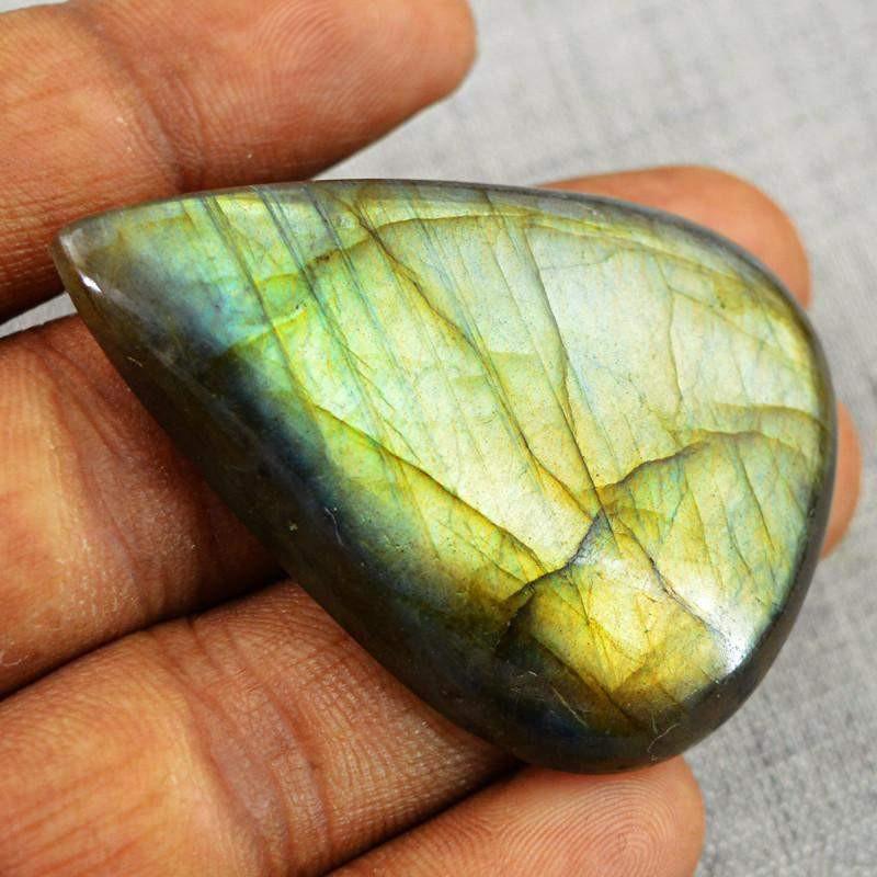 gemsmore:Natural Pear Shape Golden Flash Labradorite Gemstone