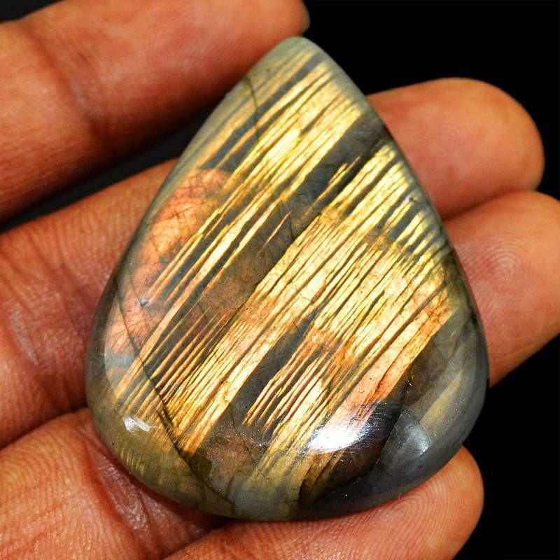 gemsmore:Natural Pear Shape Golden Flash Labradorite Gemstone