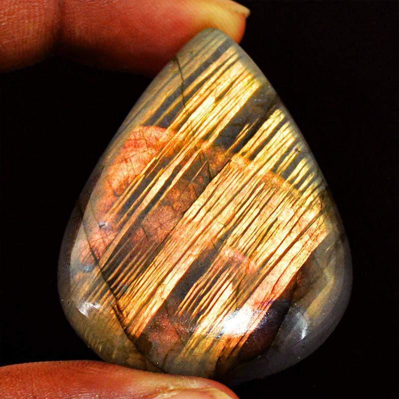 gemsmore:Natural Pear Shape Golden Flash Labradorite Gemstone