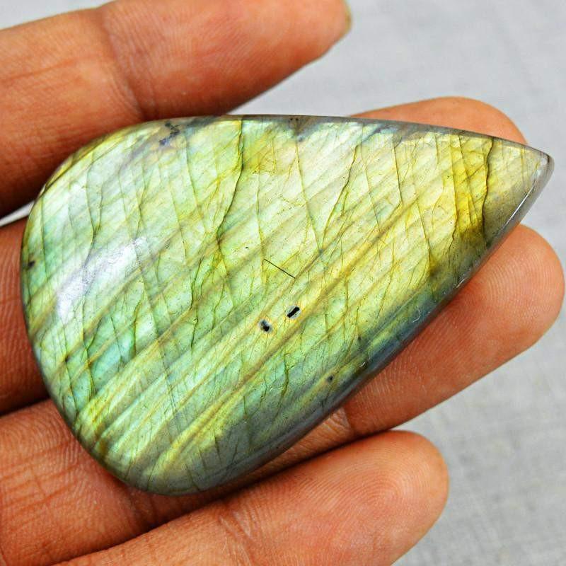 gemsmore:Natural Pear Shape Golden Flash Labradorite Gemstone