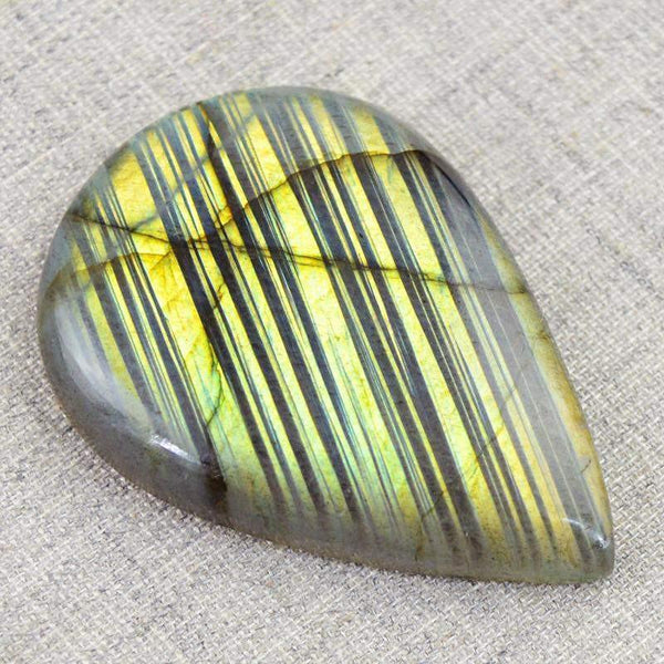 gemsmore:Natural Pear Shape Golden Flash Labradorite Gemstone