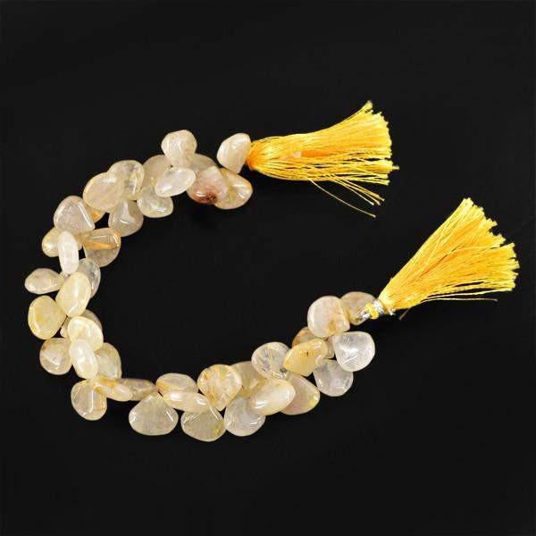 gemsmore:Natural Pear Shape Golden Rutile Quartz Drilled Beads Strand