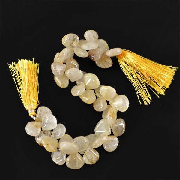 gemsmore:Natural Pear Shape Golden Rutile Quartz Drilled Beads Strand