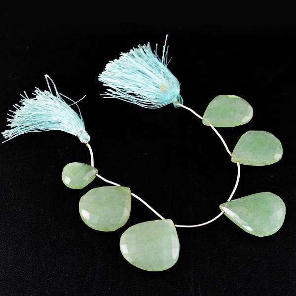 gemsmore:Natural Pear Shape Green Aventurine Faceted Drilled Beads Strand