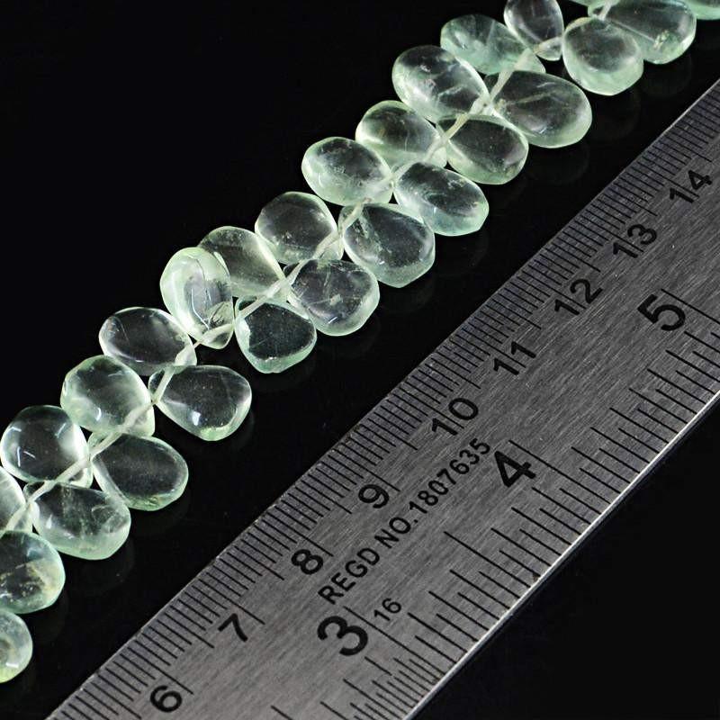 gemsmore:Natural Pear Shape Green Fluorite Beads Strand