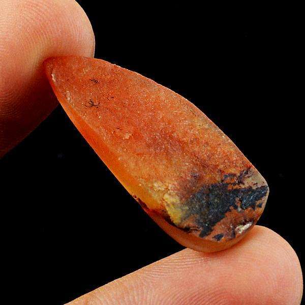 gemsmore:Natural Pear Shape Orange Aventurine Druzy Untreated Loose Gemstone