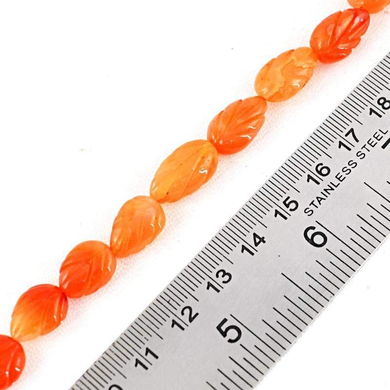 gemsmore:Natural Pear Shape Orange Carnelian Carved Beads Strand