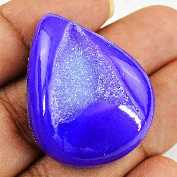 gemsmore:Natural Pear Shape Purple Druzy Onyx Untreated Loose Gemstone