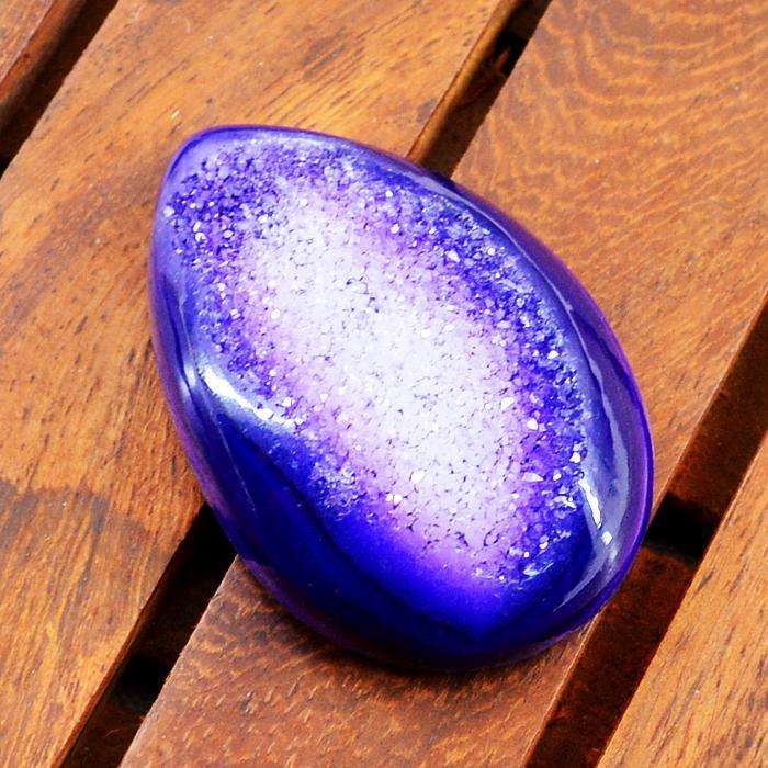 gemsmore:Natural Pear Shape Purple Druzy Onyx Untreated Loose Gemstone
