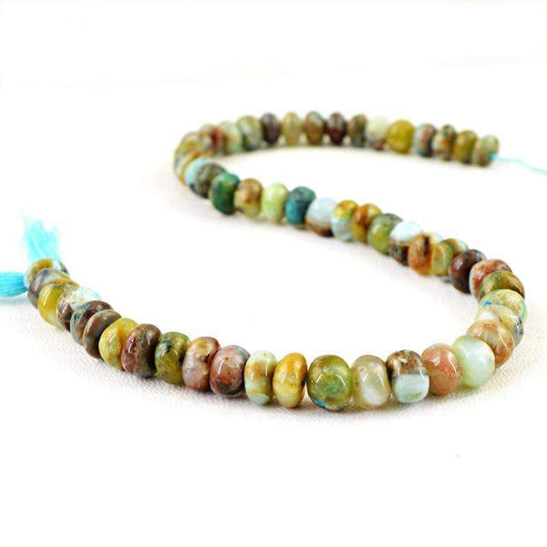 gemsmore:Natural Peruvian Opal Beads Strand - Drilled Round Shape