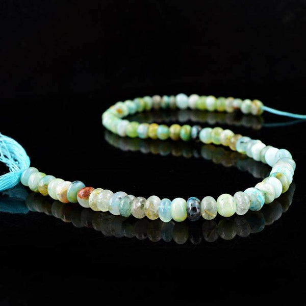 gemsmore:Natural Peruvian Opal Beads Strand Drilled Round Shape