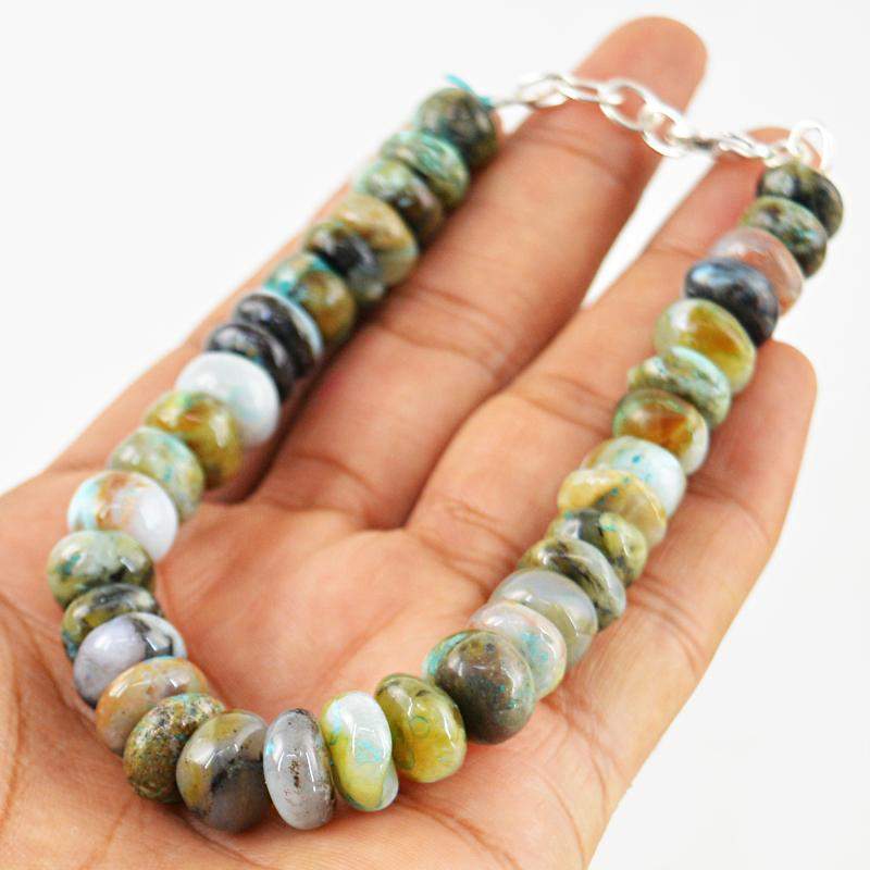 gemsmore:Natural Peruvian Opal Bracelet Bracelet Round Beads