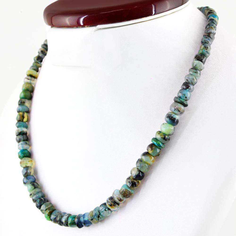 gemsmore:Natural Peruvian Opal Necklace 20 Inches Long Untreated Round Shape Beads