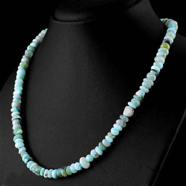 gemsmore:Natural Peruvian Opal Necklace Untreated Round Shape Beads