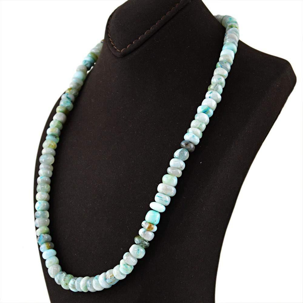 gemsmore:Natural Peruvian Opal Necklace Untreated Round Shape Beads